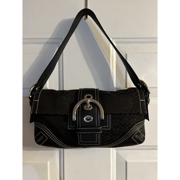 Coach Handbags - COACH Small Black/Smoke Small Flap Shoulder Bag Purse No. F05Q-3628